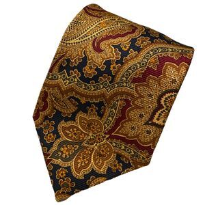 JOS A BANK Signature Collection 100% silk tie Paisley Gold Blue Burgundy Italy